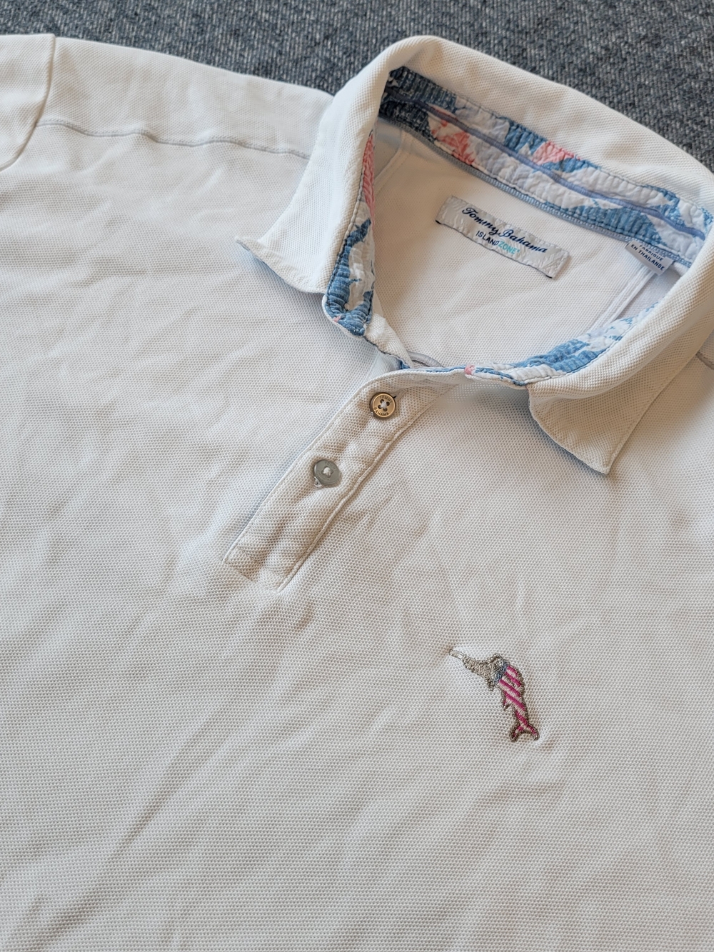 Tommy Bahama Polo Shirt Men's XL White IslandZone Supima Marlin Golf Beach
